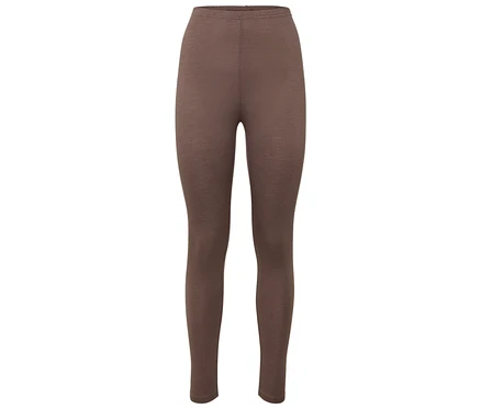 Braune Leggings auf weißem Hintergrund.
