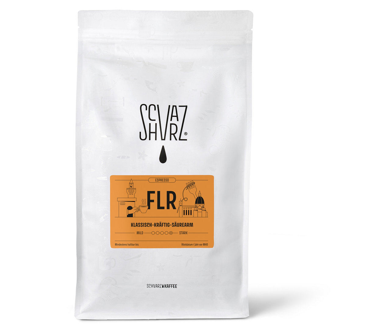 Eine Packung Schvarz - FLR Espresso - 1 kg Ganze Bohne.