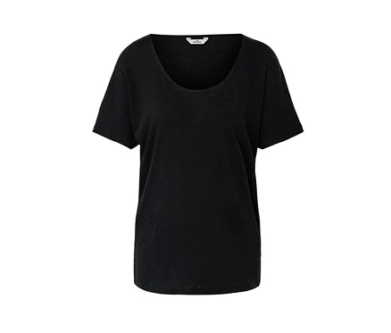 Schwarzes Shirt aus Leinenmix.
