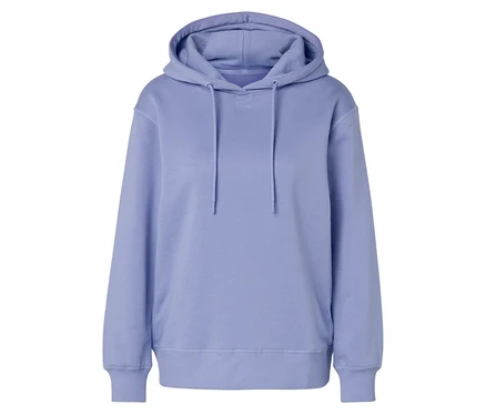 Helllila Kapuzenpullover mit Kordelzug.