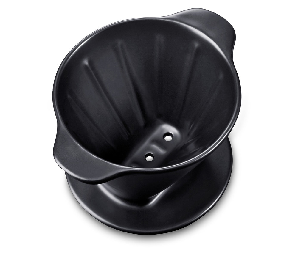 Schwarzer Kaffeehandfilter Gr. 101 mit Bohne.