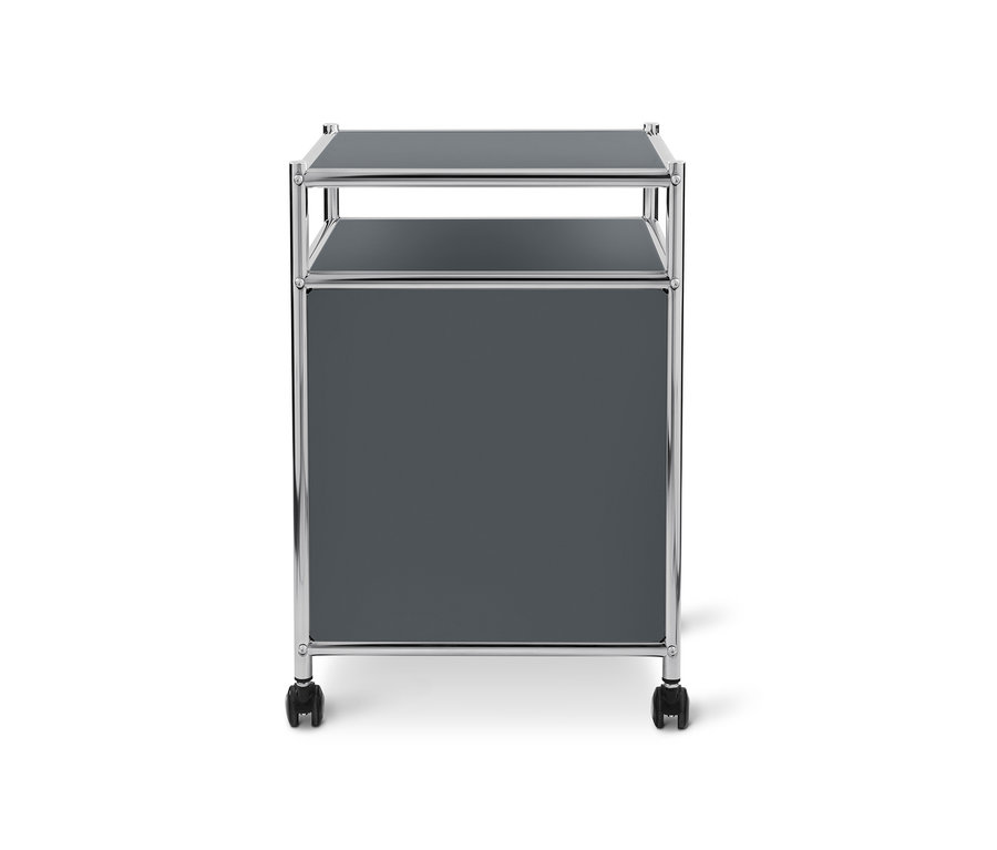 Grauer Rollcontainer Metall »CN3« mit Klappe.