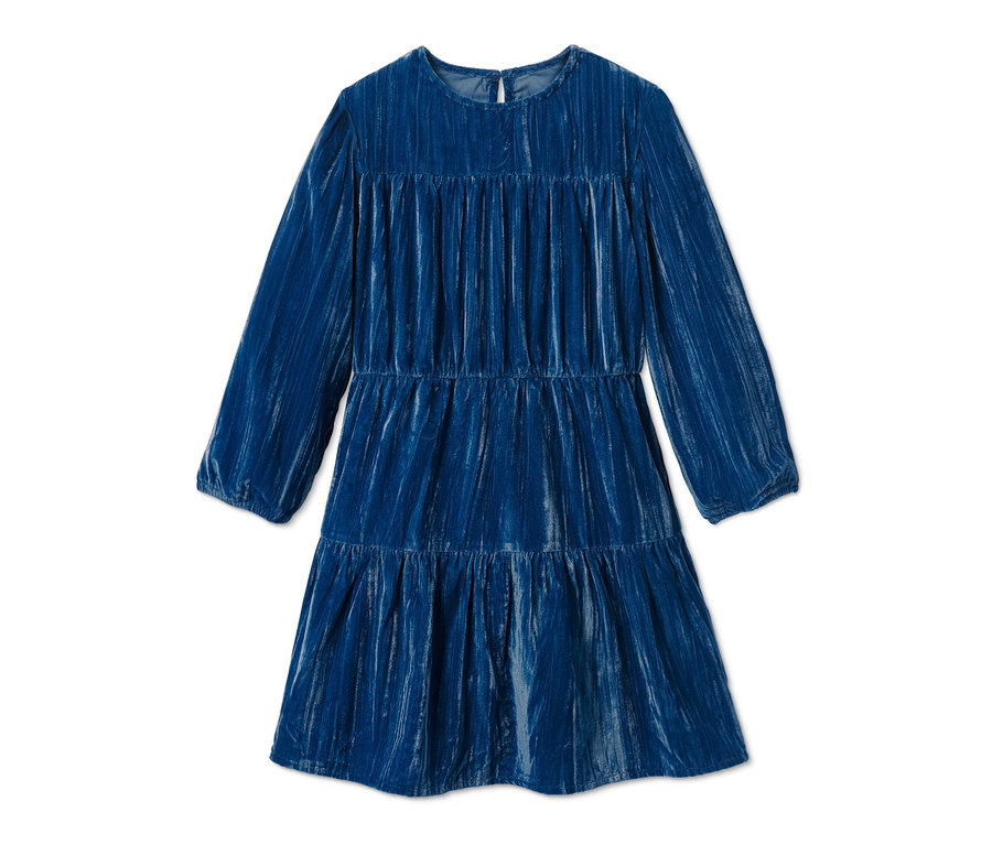 Blaues Samtkleid.