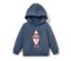 Blaues Kinder-Sweatshirt mit Kapuze und Raketen-Applikation mit Wendepailletten.