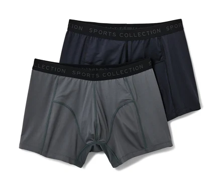 Zwei Sport-Slipboxer, eine grau, eine schwarz.