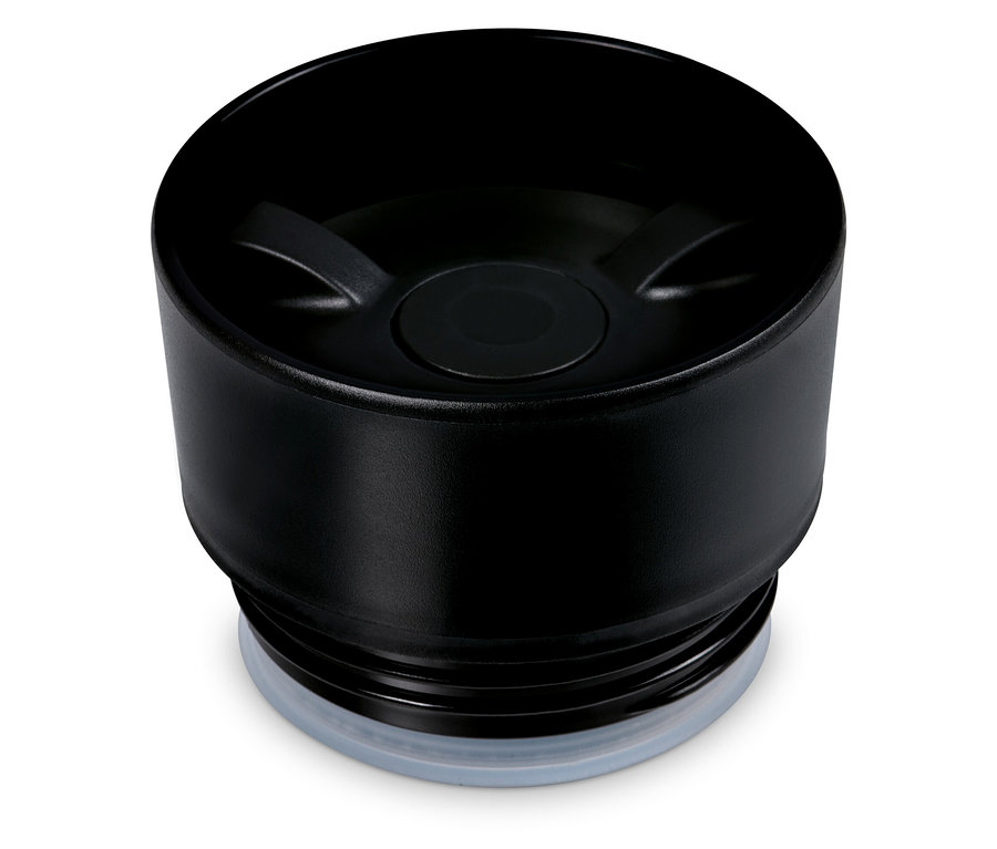 Detailaufnahme eines schwarzen Coffee-to-go-Becherdeckels.