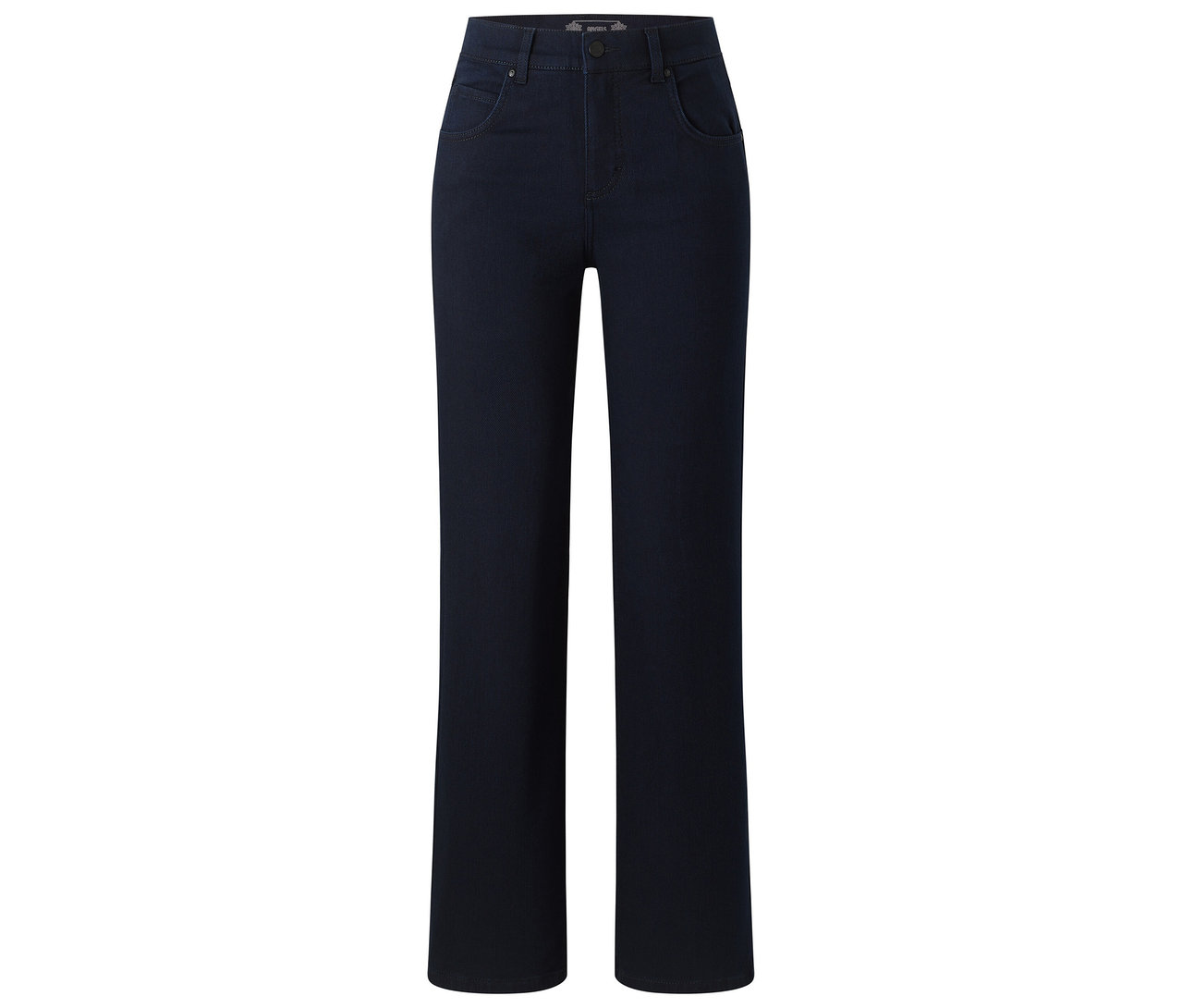 Dunkelblaue Angels Denim »Lara«, Straight Fit auf weißem Hintergrund.