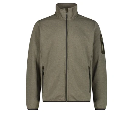 Grüne Fleecejacke mit Reißverschluss.