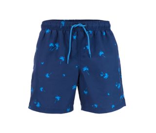 Dunkelblau mit hellblauem Palmen-Alloverprint