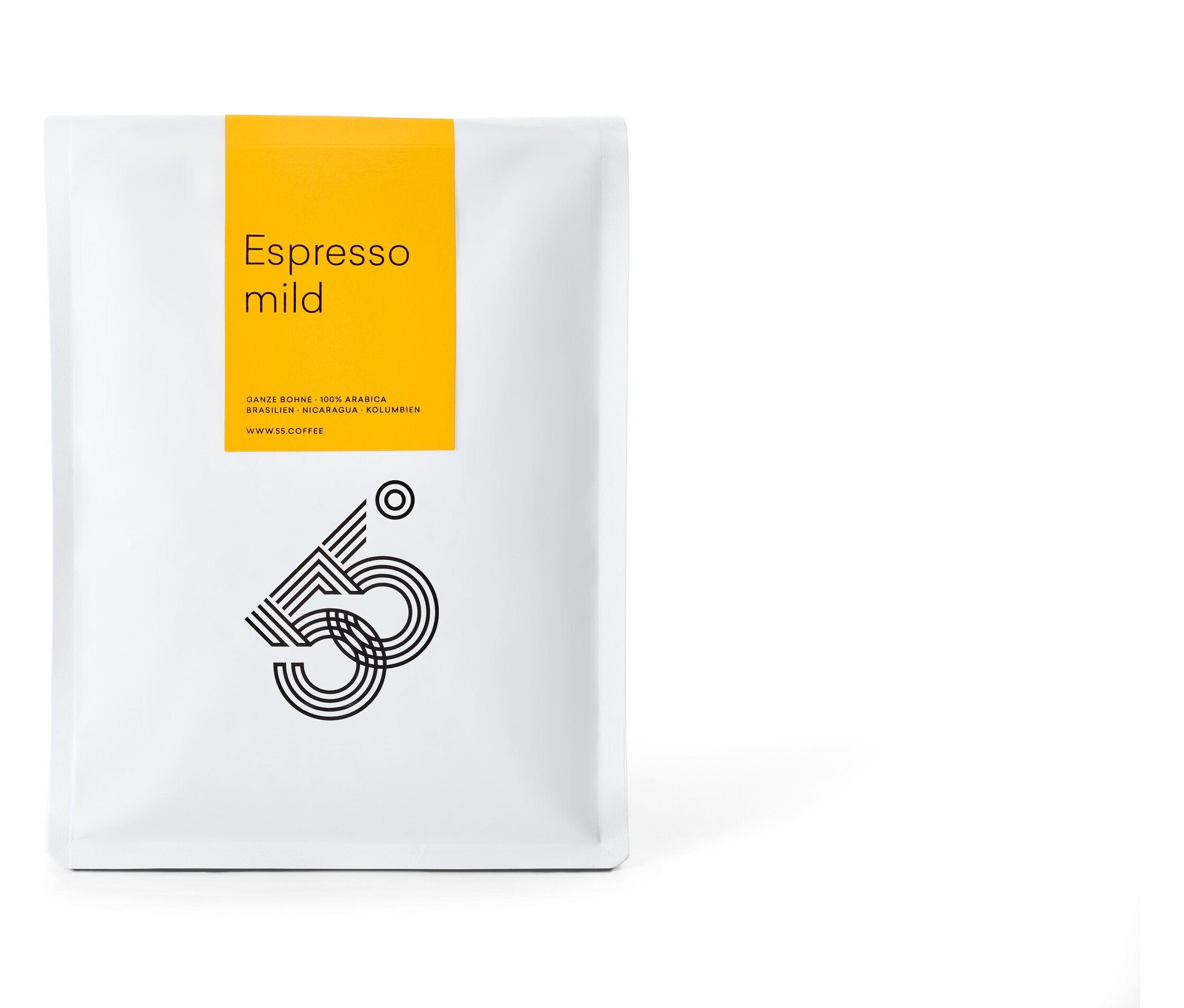 Verpackung von 55 Degrees - Espresso mild - 1 kg Ganze Bohne.