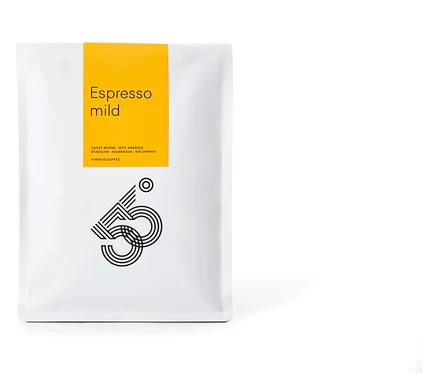 Verpackung von 55 Degrees - Espresso mild - 1 kg Ganze Bohne.