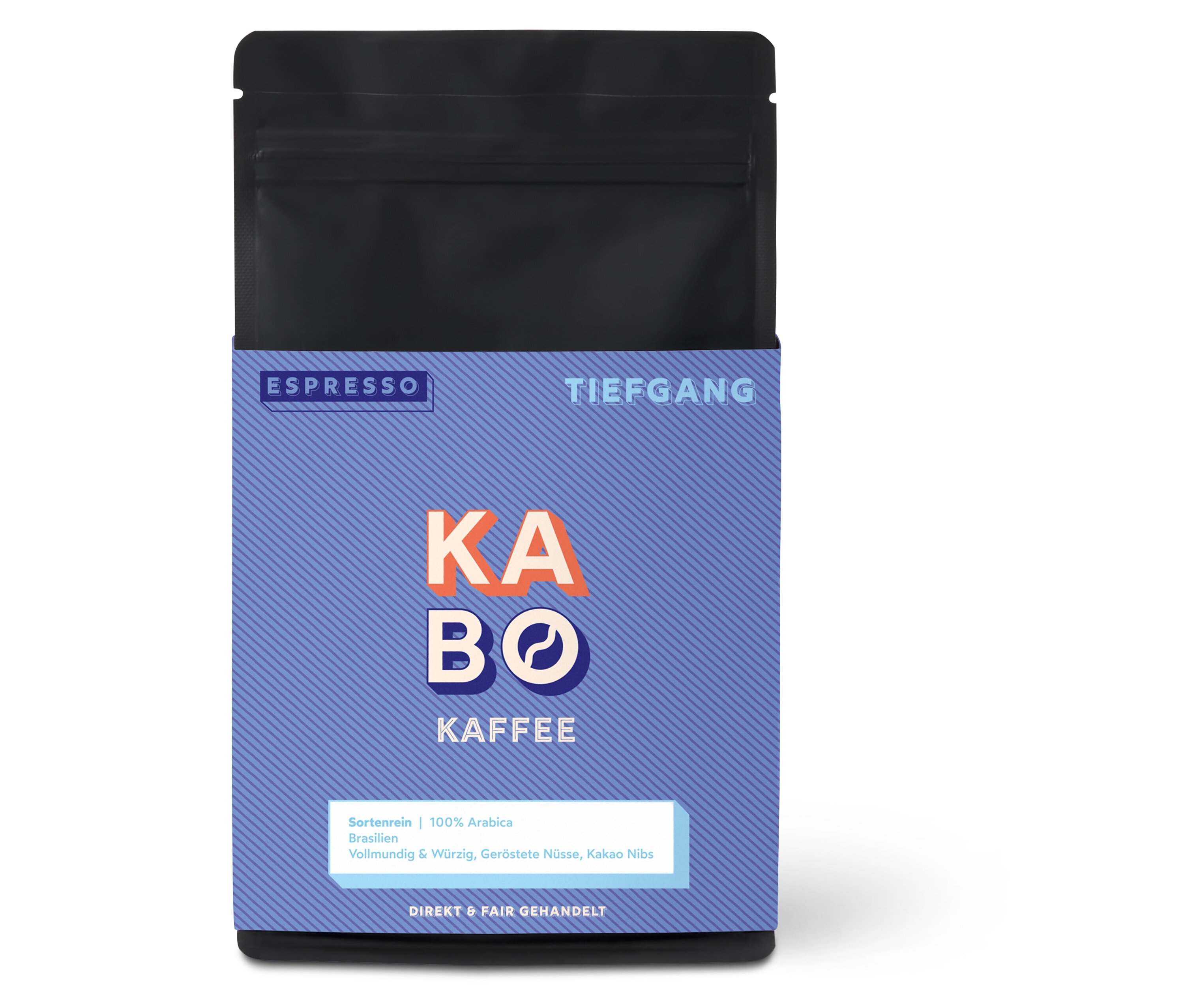 Eine Packung KABO - Tiefgang Espresso - 250 g ganze Bohne.