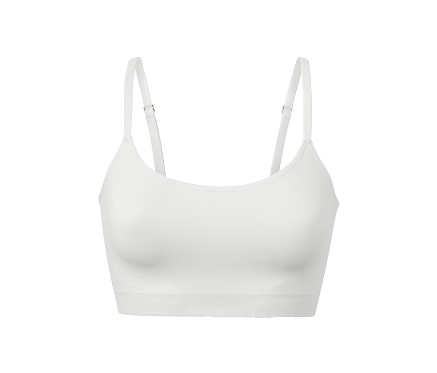 Weißes Seamless-Bustier mit Spitze.