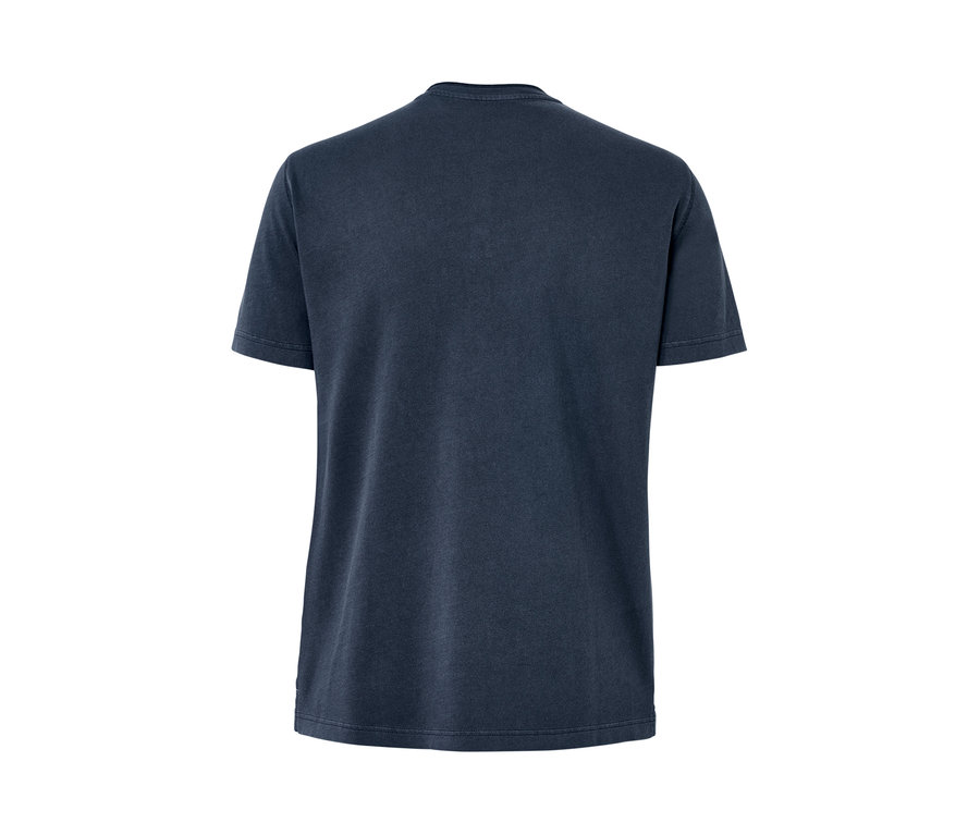 Rückansicht des blauen Kurzarm-Henleys »Mustang«.