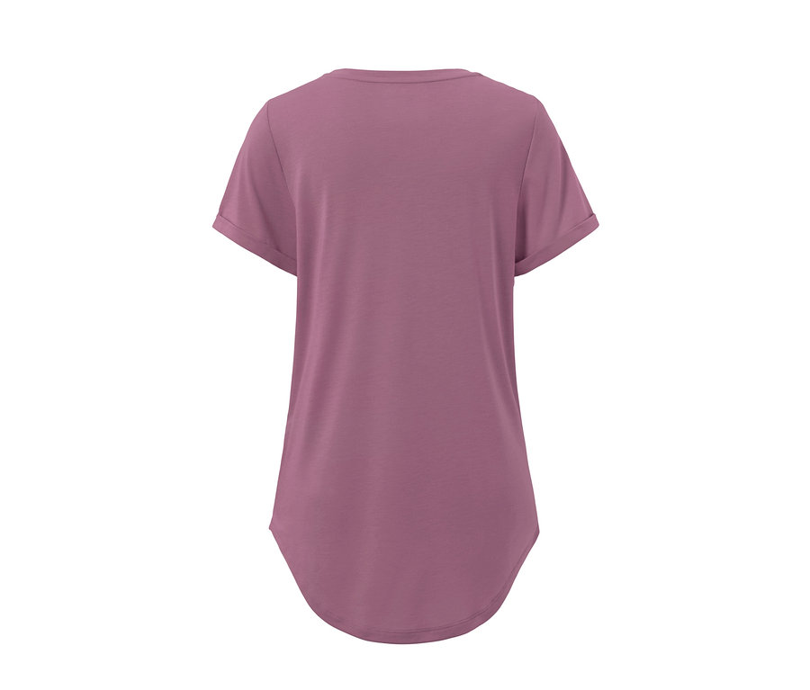 Rückansicht des Longshirts in Mauve.