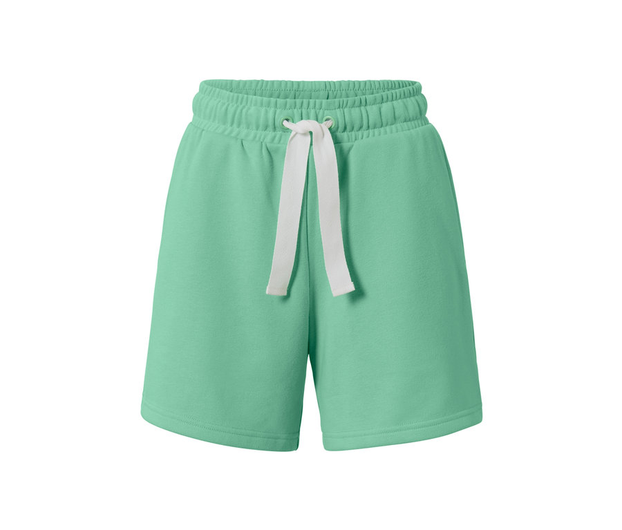 Helle grüne Sport-Sweatshorts mit Kordelzug.