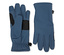 Zwei blaue Handschuhe mit schwarzen Details auf weißem Hintergrund.