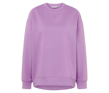 Lila, langärmeliges Sweatshirt.