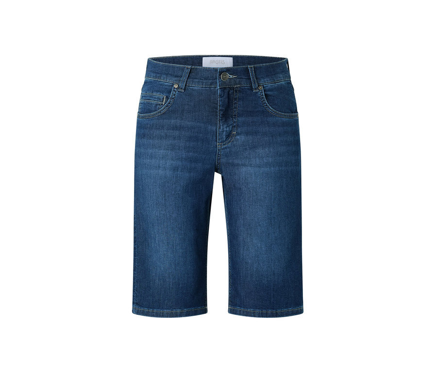 Mittellange, blaue Angels Jeans »Bermuda Turn-Up« mit gerader Passform.