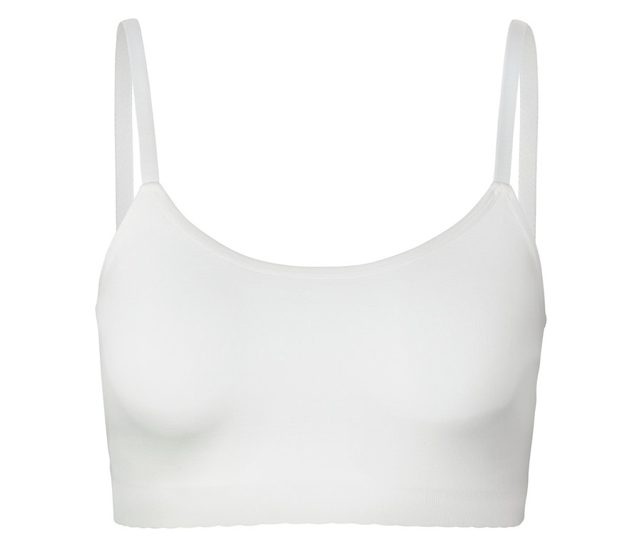 Weißes Bustier mit dünnen Trägern.