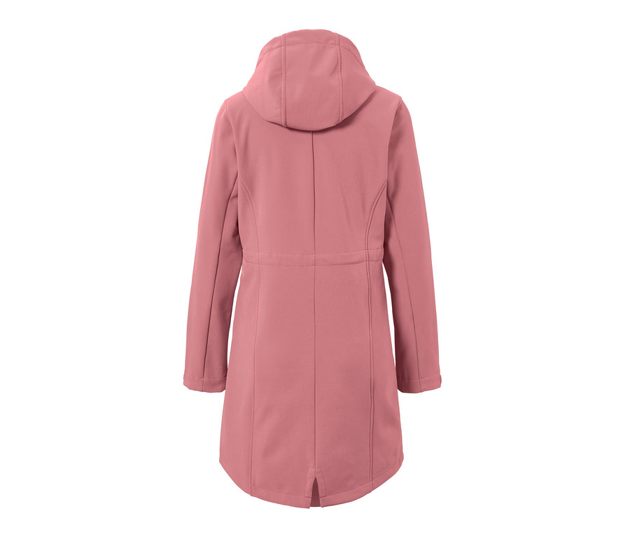 Rückansicht eines Softshell-Mantels.