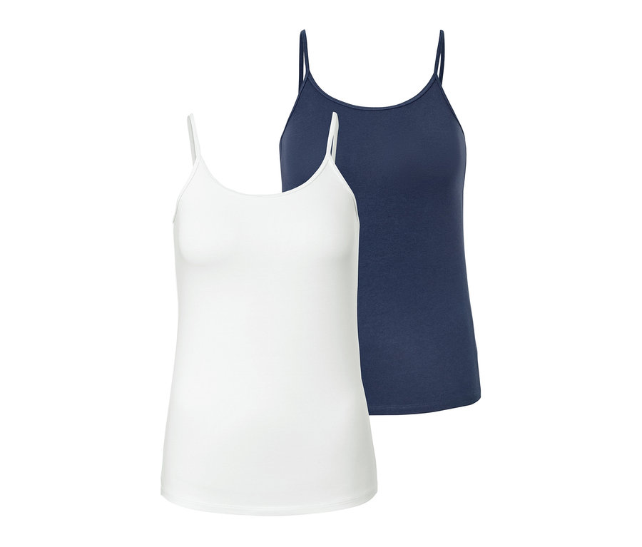 Zwei Hemdchen, eines in Weiß und eines in Dunkelblau.