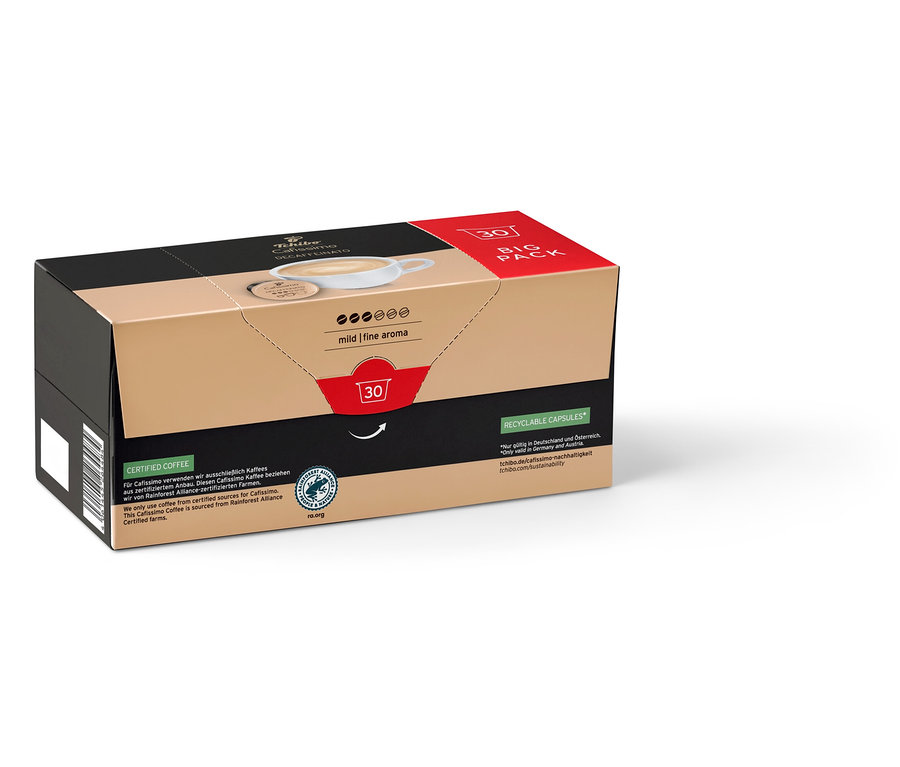 Packung Cafissimo Decaffeinato - entkoffeiniert - 30 Kapseln.