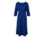 Blaues Jerseykleid mit geometrischem Muster.