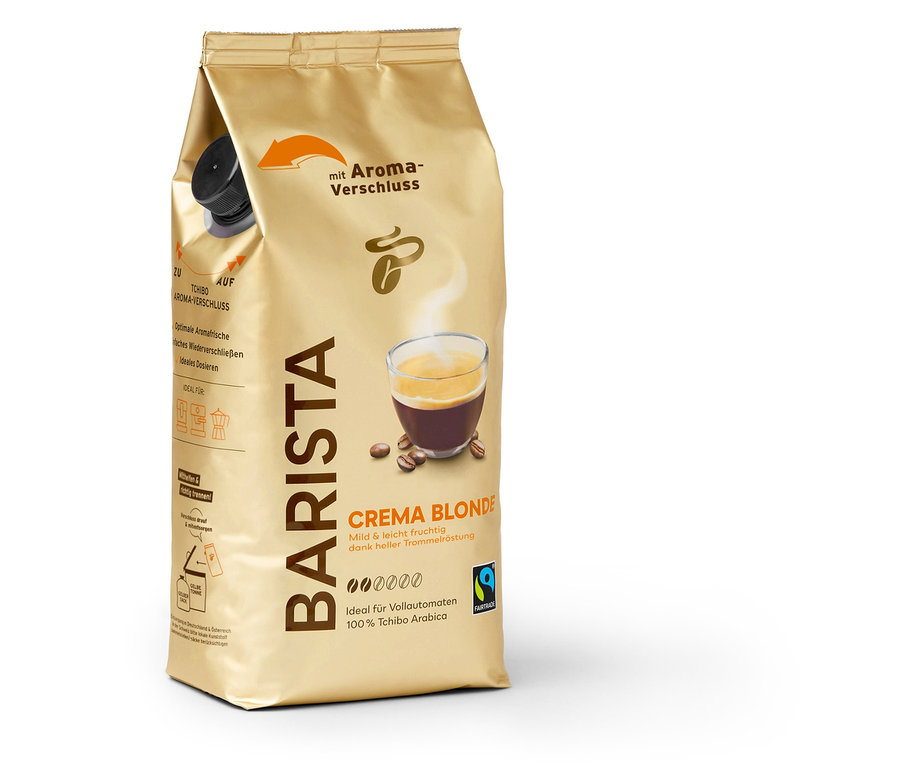 Eine Packung BARISTA Crema Blonde - 1 kg Ganze Bohne.