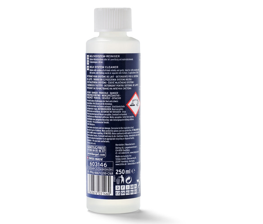 Weiße Flasche durgol® Milchsystem-Reiniger, 250 ml.