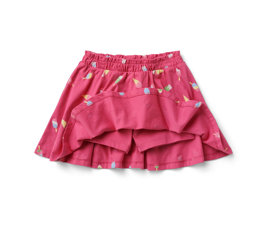 Rosa Kinder-Jerseyrock mit Hose und Eis-Print.