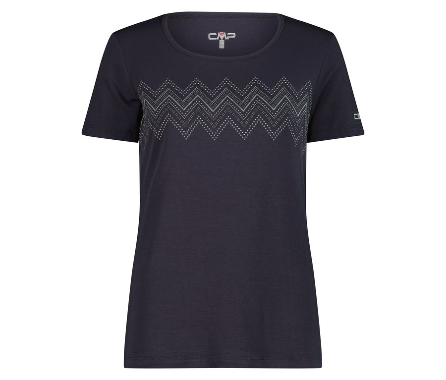 Dunkelblaues CMP T-Shirt mit Zickzackmuster.