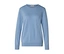Hellblauer Langarmpullover mit Rundhalsausschnitt, gerippten Bündchen und Saum.