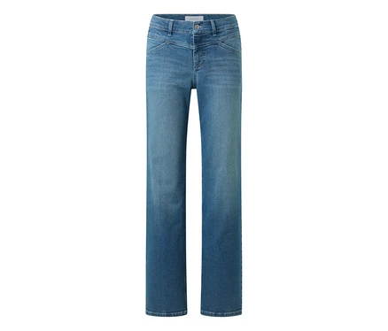 Mittelblaue Angels Denim »Liz« City Jeans mit geradem Schnitt und hohem Bund.