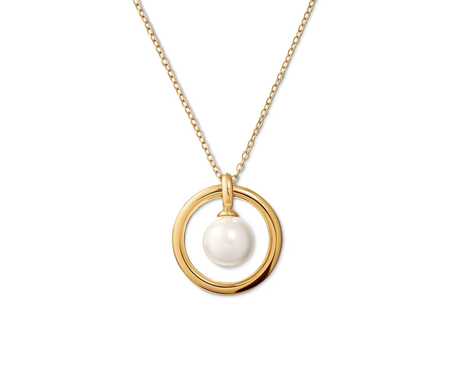 Goldene Kette mit Muschelkernperle.