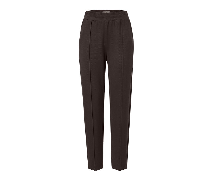 Dunkelbraune Joggpants mit Biese auf weissem Hintergrund.
