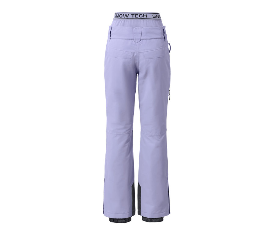 Rückansicht der fliederfarbenen Ski- und Snowboardhose.