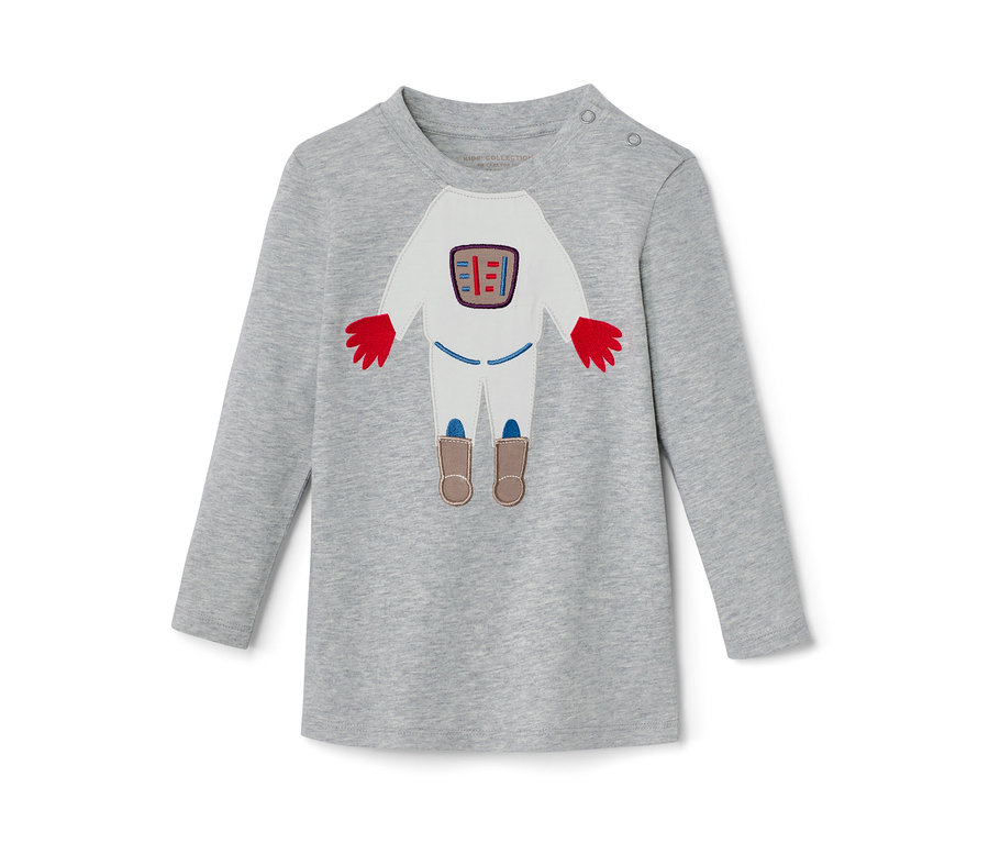 Graues Langarmshirt mit Astronauten-Applikation, 2 Langarmshirts, Outerspace.