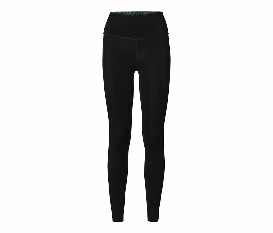 Schwarze Wende-Sporttight mit elastischem Bund.