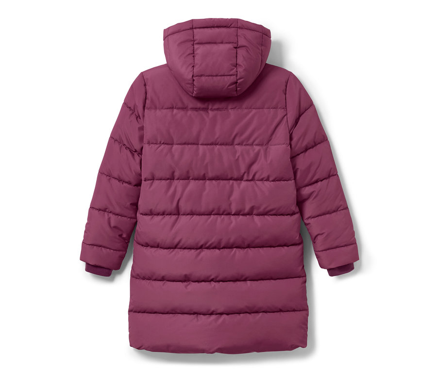 Rückansicht des Kinder-Thermomantels in Rotviolett.