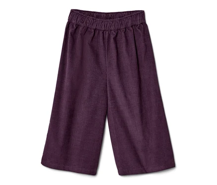 Violette Kinder-Culotte mit elastischem Bund.