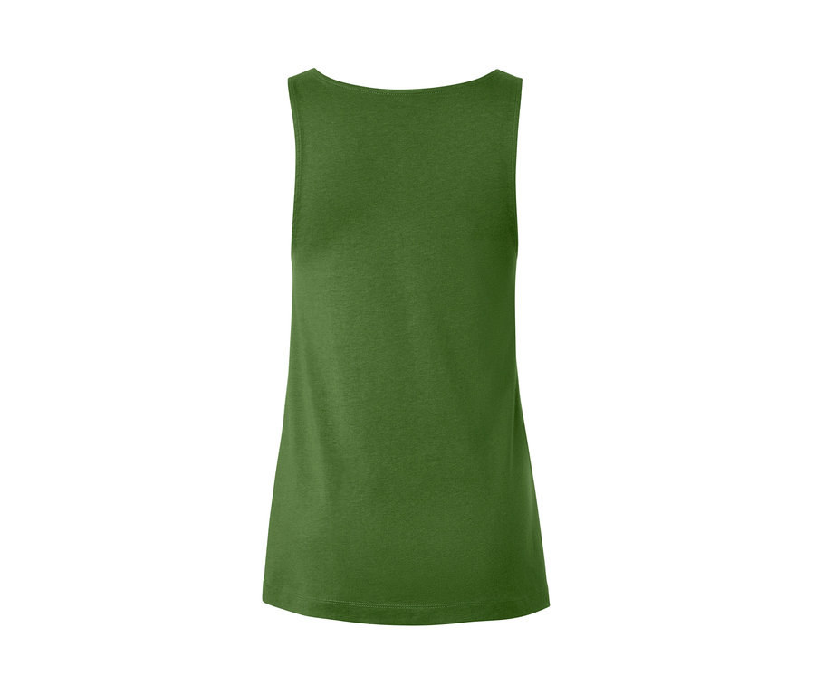 Rückansicht auf ein grünes Top mit Knopfleiste.