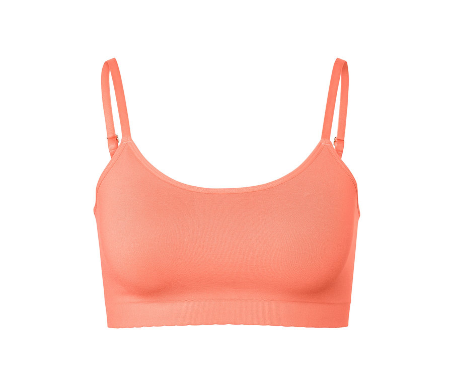Pfirsichfarbenes Seamless-Bustier mit Spitze.