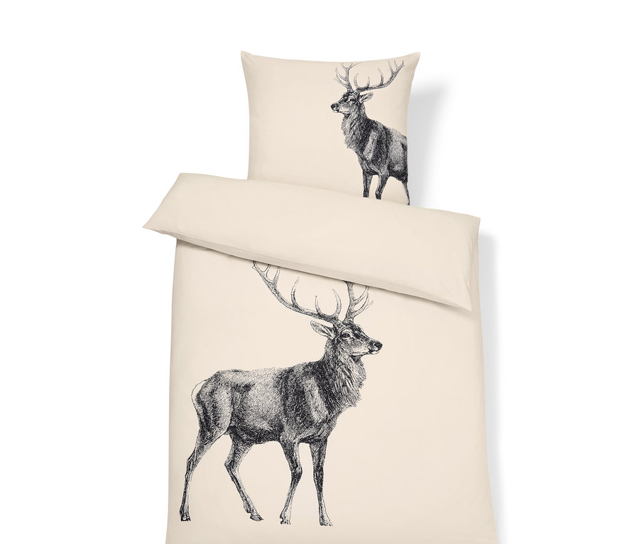 Bettwäsche aus Mikrofaser mit Hirsch-Motiv.