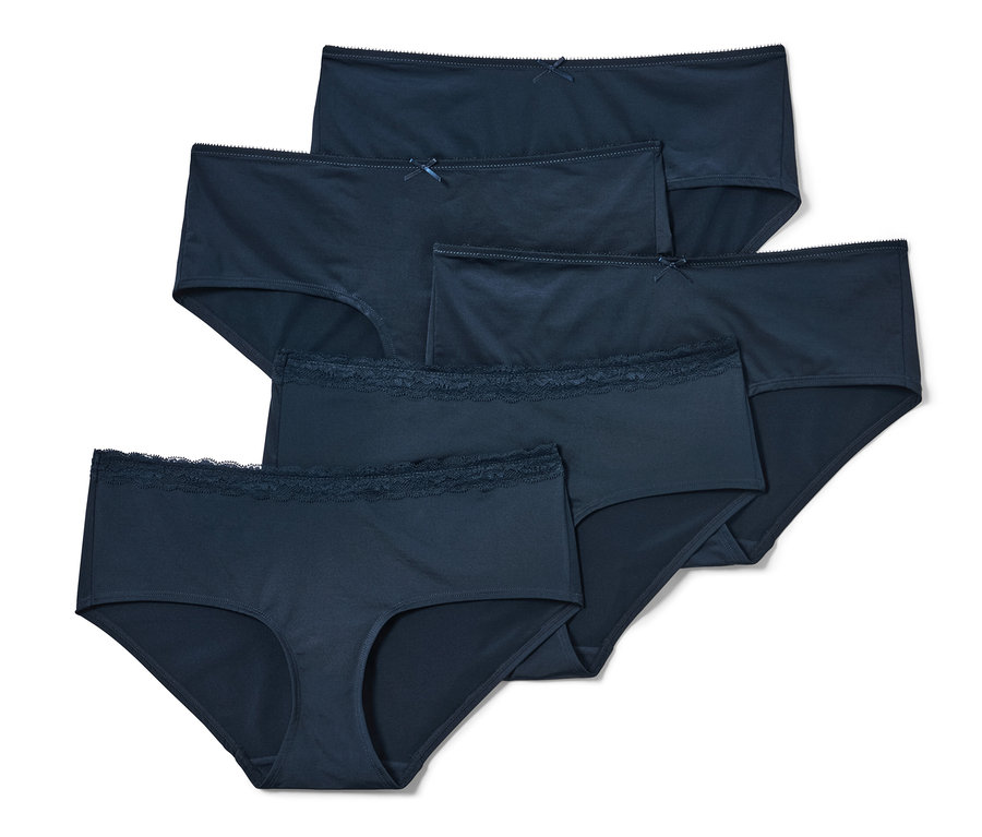 Fünf dunkelblaue Pantys.