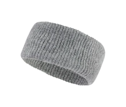 Graues Strick-Stirnband.