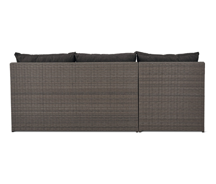 Detailansicht des Auszieh-Schlafsofas »Thore« mit Stauraum.