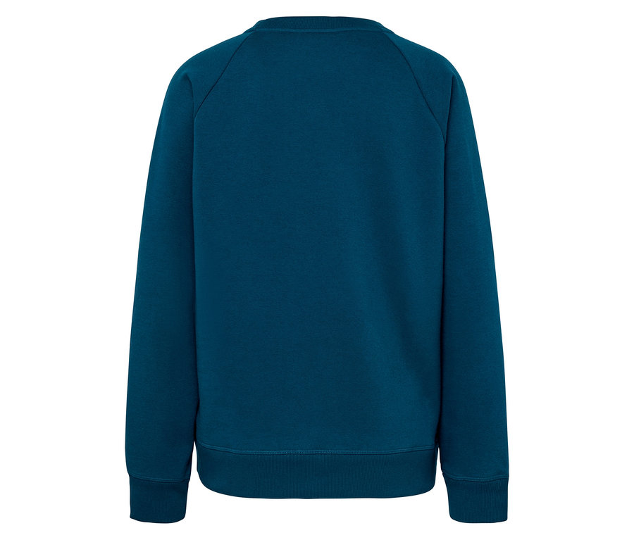 Blauer Pullover von hinten gesehen.