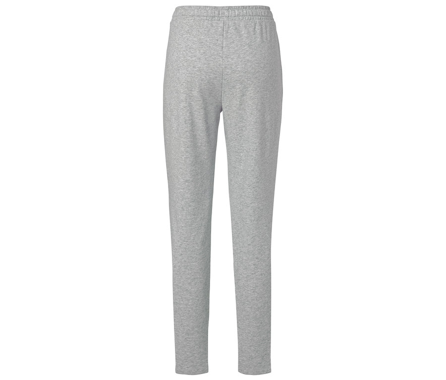 Graue Trainingshose mit elastischem Bund.