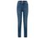 Blaue High-Waist-Jeans.
